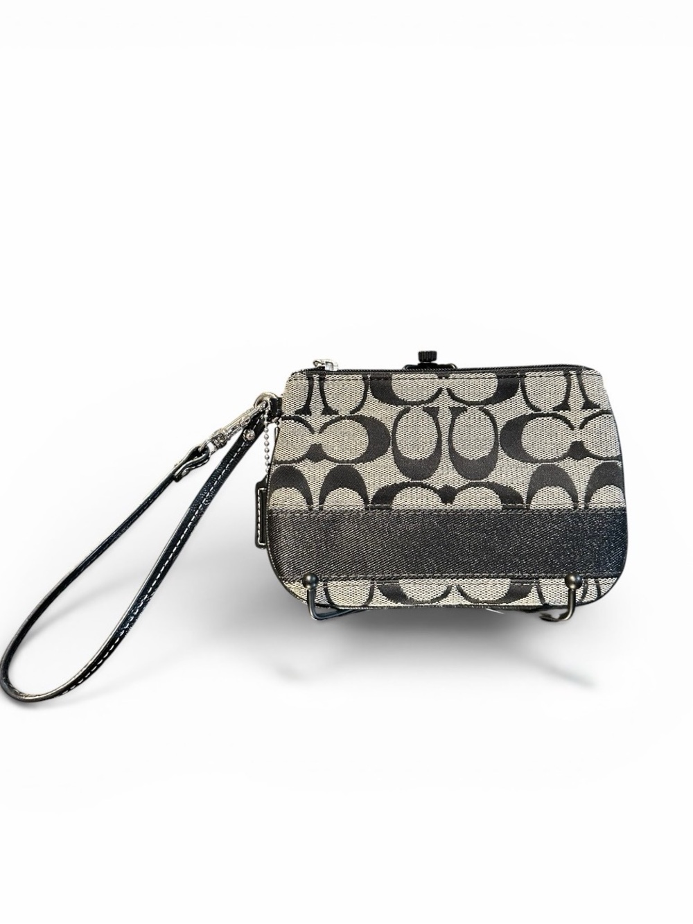 Coach Signature Canvas Wristlet Black Gray
